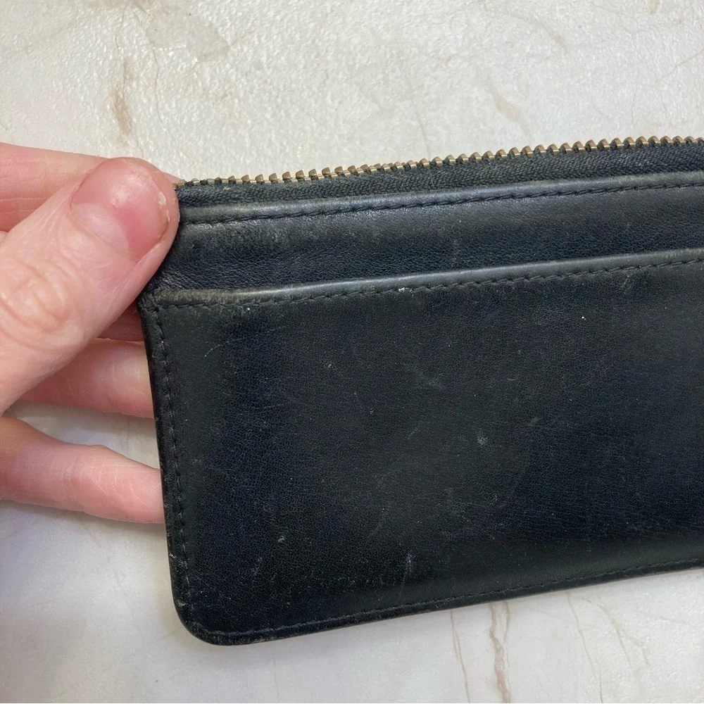 Coach black leather vintage keyring cardholder